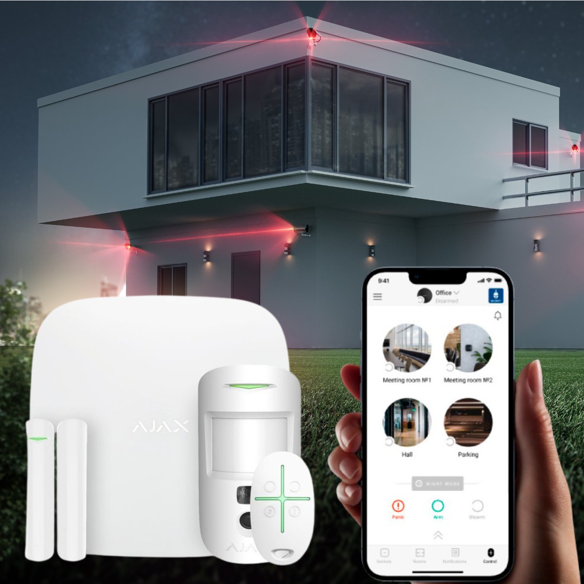 AJAX Alarm System Smart Home Kit 1, Hub, sensors, siren, remote, relay,  socket