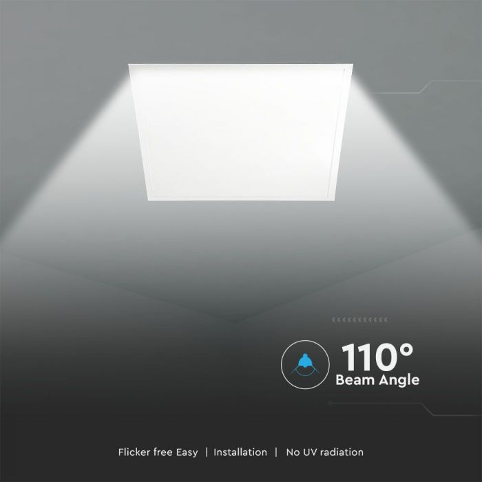 10x paneļu iepakojums_ LED panelis 595x595x33mm,36W(4320Lm) 120Lm/W V-TAC, neitrāli balta gaisma 4000K, komplektā ar barošanās bloku