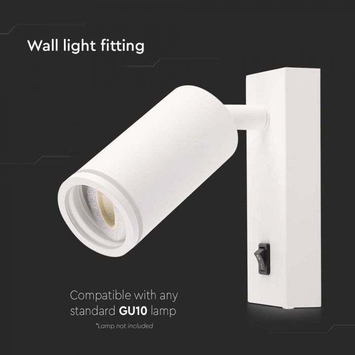 GU10 (spuldze nav iekļauta) LED sienu gaismeklis, IP20, V-TAC, balts