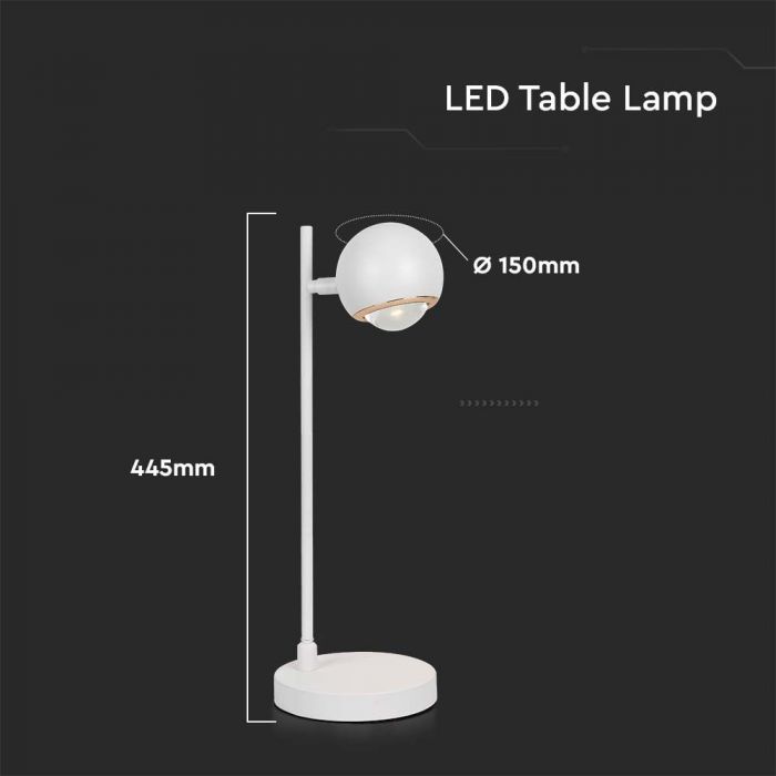 5W(500Lm) LED galda lampa, IP20, V-TAC, balta, silti balta gaisma 3000K