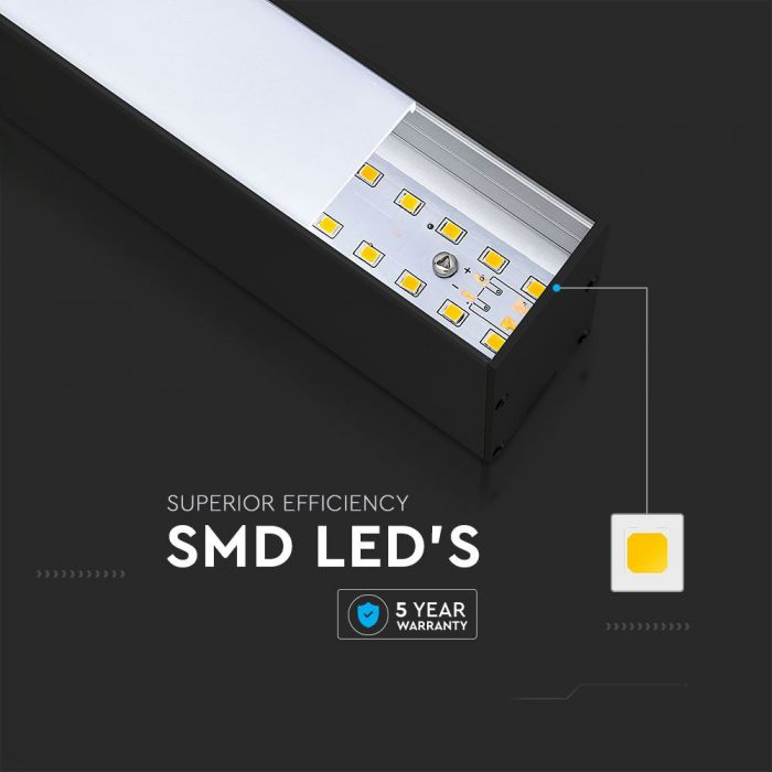 40W(3650Lm) LED Lineārais gaismeklis, iekarams, melns, gaismekļa izmērs 1194 x 35 x 67mm, V-TAC SAMSUNG, garantija 5 gadi, neitrāli balta gaisma 4000K