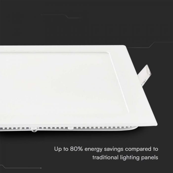 6W(490Lm) LED Premium Panelis iebūvējams kvadrāta, V-TAC, neitrāli balta gaisma 4000K, komplektā ar barošanās bloku