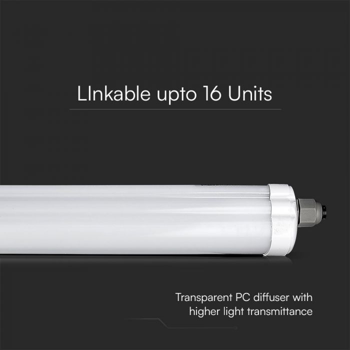 18W(2160Lm) 120Lm/W, 60cm LED Lineārais gaismeklis, G-sērija, IP65, V-TAC SAMSUNG, bez kontaktdakšas(kabeļu savienojums), auksti balta gaisma 6500K