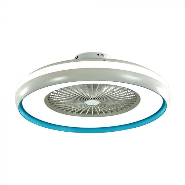 45W(3000Lm) LED griestu gaismeklis ar ventilatoru un tālvadības pulti, AC motors, 3IN1, IP20, balts/zils, V-TAC
