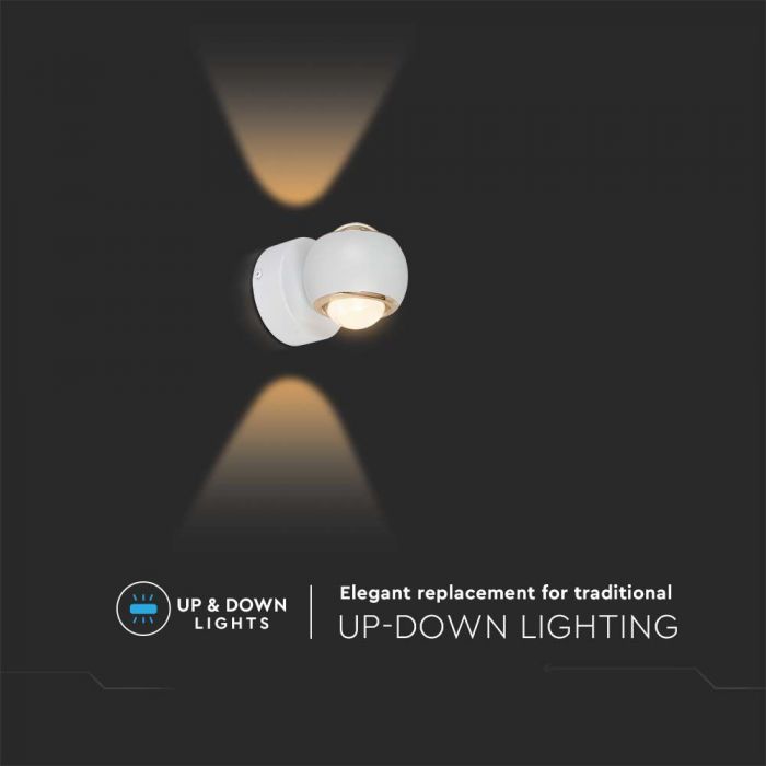 10W(950Lm) LED sienas gaismeklis, IP20, V-TAC, balts, silti balta gaisma 3000K