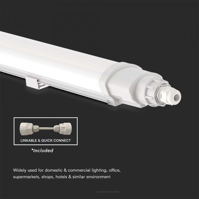 36W(3900Lm) 120cm LED lineārais gaismeklis, V-TAC, IP65, auksti balta gaisma 6500K