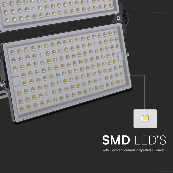 500W(67500Lm) LED Prožektors, V-TAC, IP65, melns balts, auksti balta gaisma 6500K