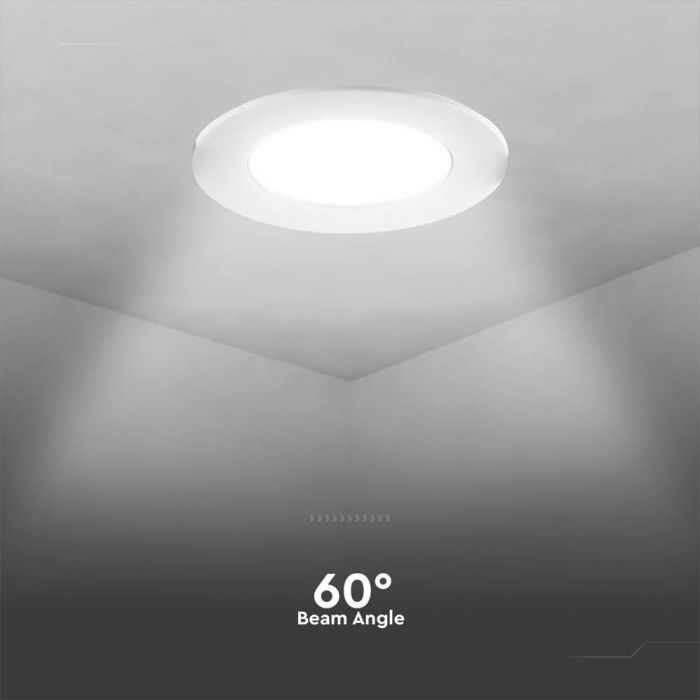 AKCIJA_7W(660Lm) LED apaļš griestu gaismeklis, 60°,  86x20mm, iebūv. izm 65mm , V-TAC SAMSUNG, IP20, neitrāli balta gaisma 4000K