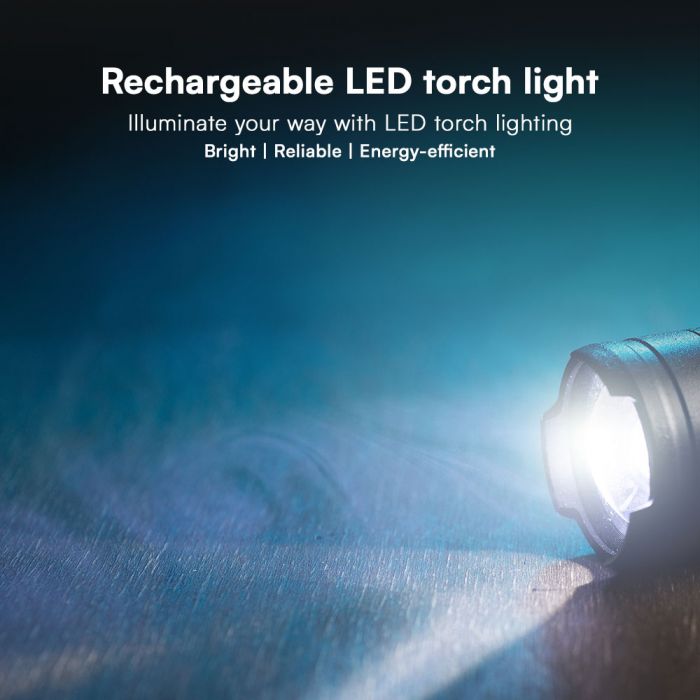 10W(1000Lm) LED lukturis ar C tipa lādētāju, V-TAC, IP54, melns,  35x175x195mm