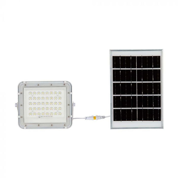 10W(800Lm) LED SMART prožektors ar saules bateriju 6000 mAh un pulti, IP65, V-TAC, neitrāli balta gaisma 4000K