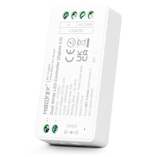 Balts duālais LED kontrolieris (Zigbee 3.0) 12A, 2.40 - 2.48GHz