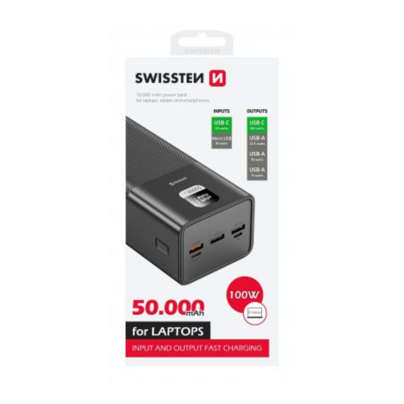 50 000 mAh Swissten Power Line Power Bank Ārējas Uzlādes Baterija / 100W