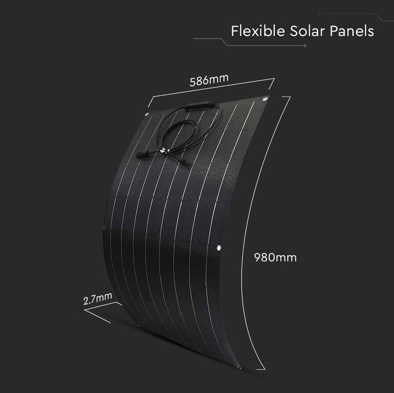 100W elastīgs V-TAC saules panelis pārnēsājamai uzlādes stacijai/akumulatoram, 980 x 586 x 2.7mm