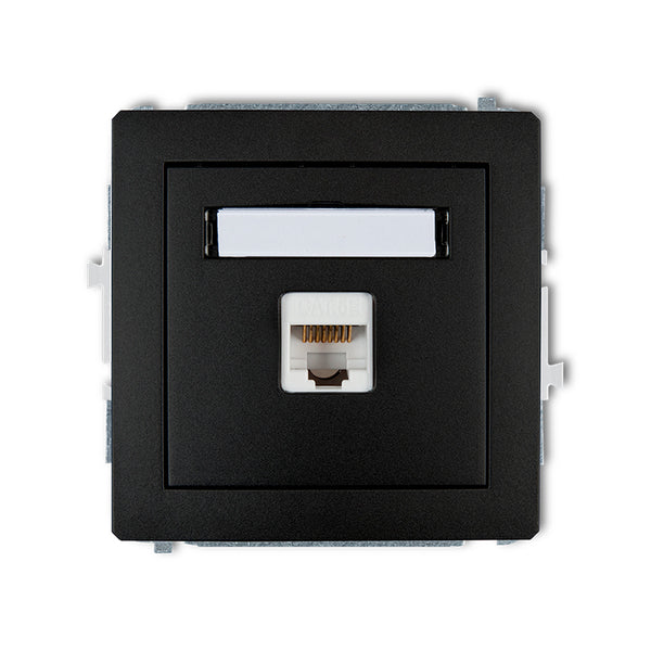 1-viet. datora kontaktligzdas mehānisms 1xRJ45, kat. 5e, 8-kontaktu DECO, z/a, melns