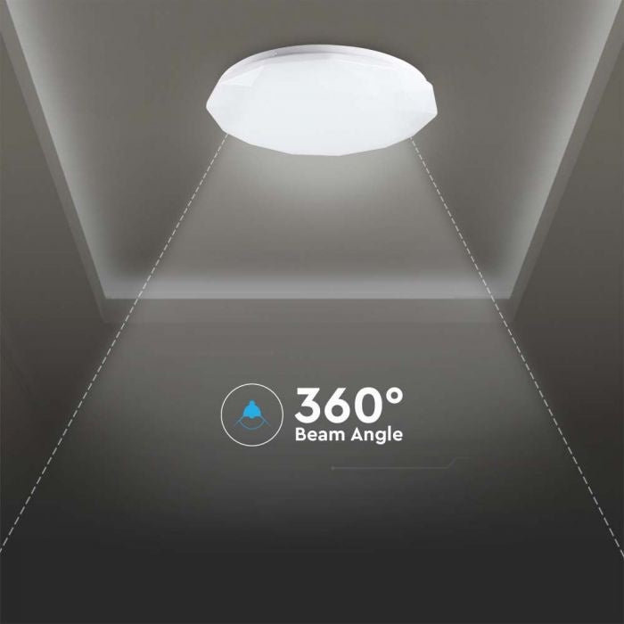 60W(6000Lm) LED V-TAC dizaina apaļš kupola gaismeklis ar tālvadības pulti, IP20, balts, dimmējams, 3/1