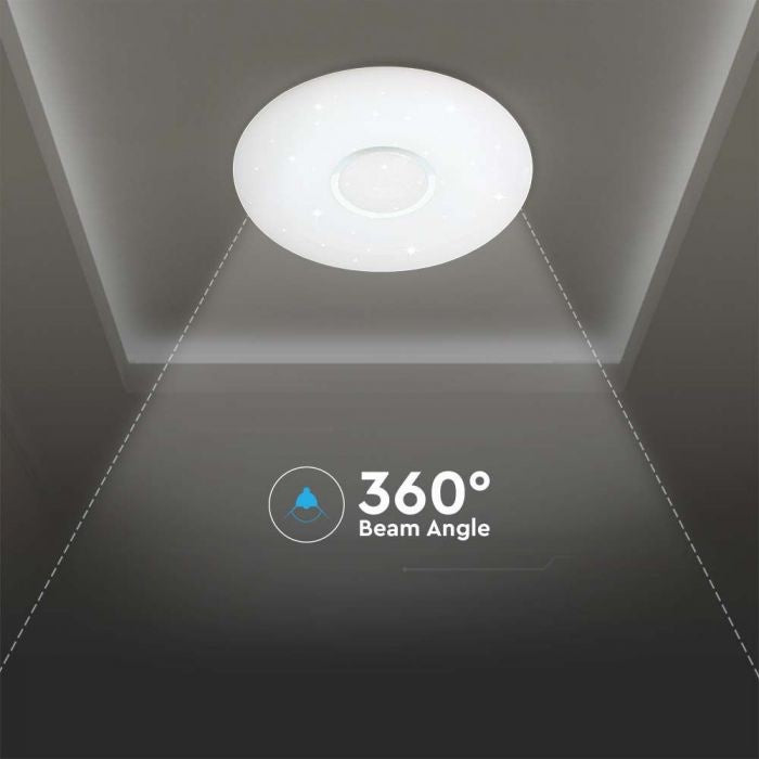 40W(4000Lm)  LED V-TAC dizaina apaļš kupola gaismeklis ar tālvadības pulti, IP20, balts, dimmējams, 3/1