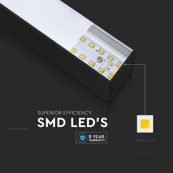 40W(3270Lm) LED iekarams lineārais gaismeklis, V-TAC SAMSUNG, IP20, melns, auksti balta gaisma 6400K