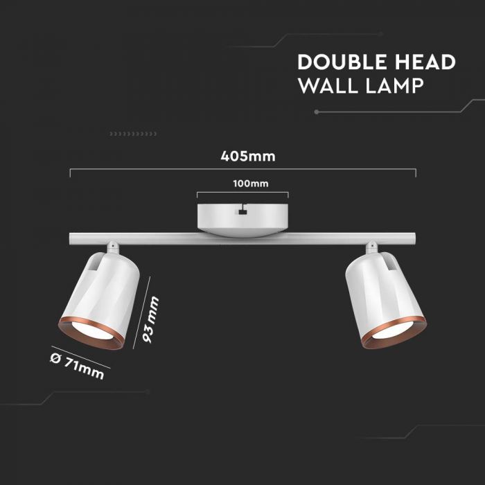 12W(1080Lm) LED sienas gaismeklis, V-TAC, IP20, balts, silti balta gaisma 3000K