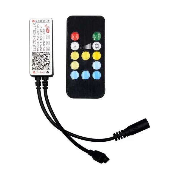 LED lentu kontrolieris, WIFI, ar tālvadības pulti, CCT 3in1, 24 pogas, 6A, DC:12/24V, 59.2x24x10mm, V-TAC
