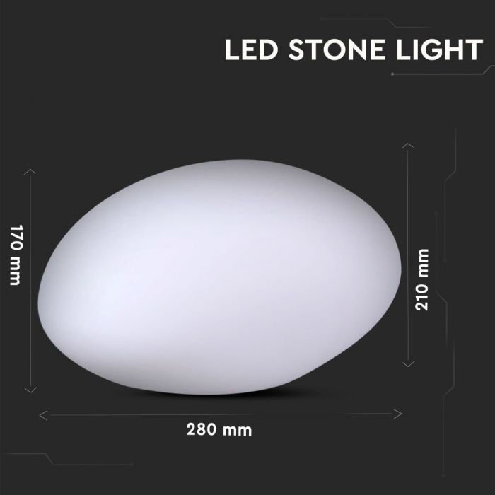 0.5W(18Lm) LED interjera apgaismojums, krāsaina RGB, IP67, litija baterija 10000 mAh uzlādējama, ar tālvadības pulti, 28 x 21 x 17 cm, V-TAC