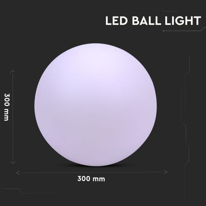 0.5W(18Lm) LED interjera apgaismojums, krāsaina RGB, IP67, litija baterija 1000 mAh uzlādējama, ar tālvadības pulti, 30 x 29 cm, V-TAC