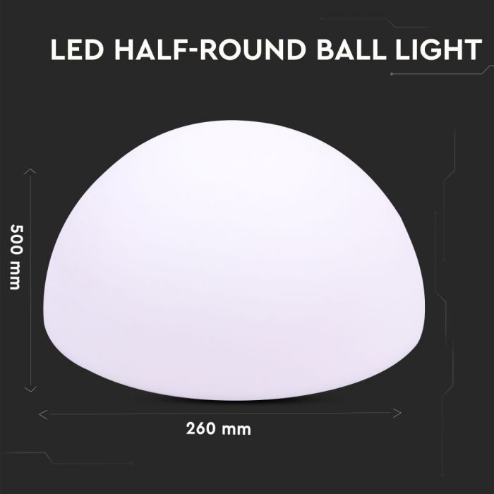 3W(108Lm) LED interjera apgaismojums, krāsaina RGB, IP54, litija baterija 3600 mAh uzlādējama, ar tālvadības pulti, 50 x 26 cm, V-TAC