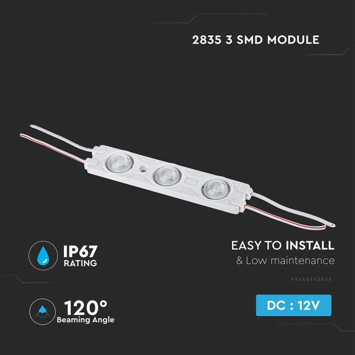 1.5W LED Modulis V-TAC ar SMD2835 3 diodēm, 3M pašlīmējošs, IP67, auksti balta 6000K