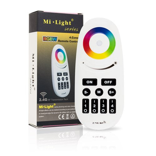 Mi-Light tālvadības pults kontrolierim, skārienjūtīga, RGB/RGBW, 4 zonu, melnās pogas, 2.4G/Wi-Fi, radio vadība