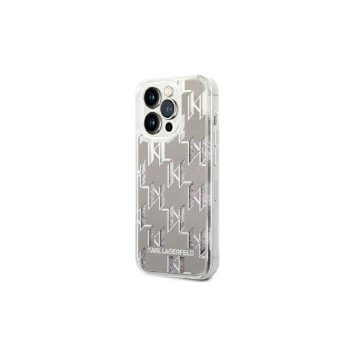 Karl Lagerfeld maciņš iPhone 14 Pro Max 6,7" KLHCP14XLMNMS sudraba HC Liquid Glitter Monogram Silver