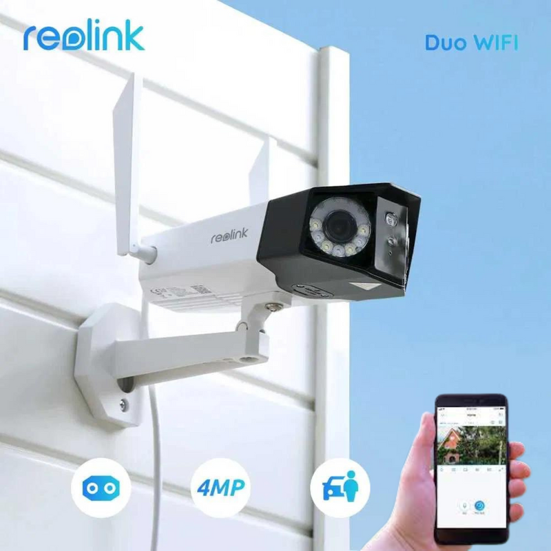Reolink 4K Wi-Fi videokamera ar cilvēku, mašīnu un dzīvnieku atpazīšanu. Panorāmas skatleņķis 180° 5GHz/2.4GHz Wi-Fi, divvirzienu audio.Krāsaina nakts redzamība.P730/Duo Series W730