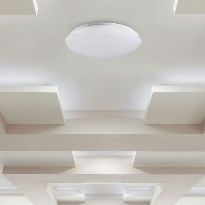 40W(4000Lm)  LED V-TAC dizaina apaļš kupola gaismeklis ar tālvadības pulti, IP20, balts, dimmējams, 3/1