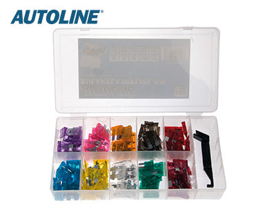 GM 3-40A (120 st) plastlåda. 3A (10) - 4A (10) - 5A (10) - 7,5A (15) - 10A (15) - 15A (15) - 20A (15) - 25A (10) - 30A (10) - 40A (10) Säkringar ingår.