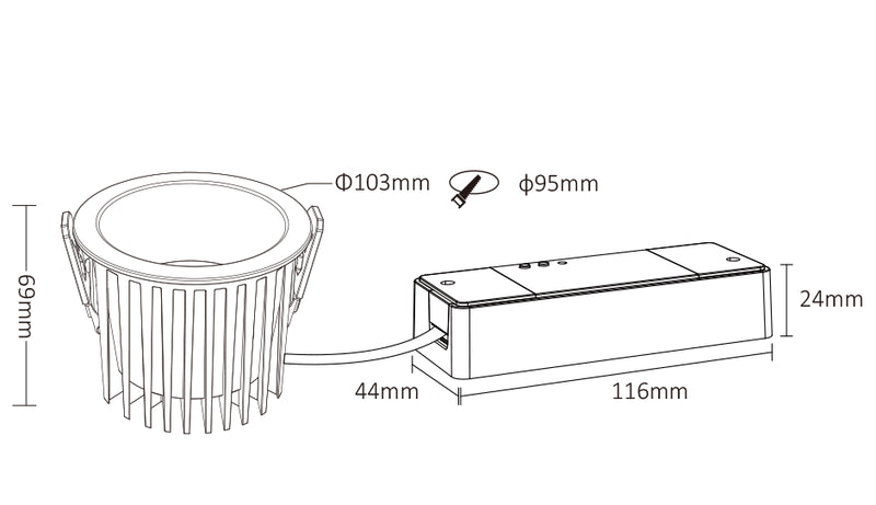 FUT082ZR 18 W ūdensizturīgs RGB+CCT LED IEBŪVĒJAMS GAISMEKLIS (Zigbee 3.0+2.4G)