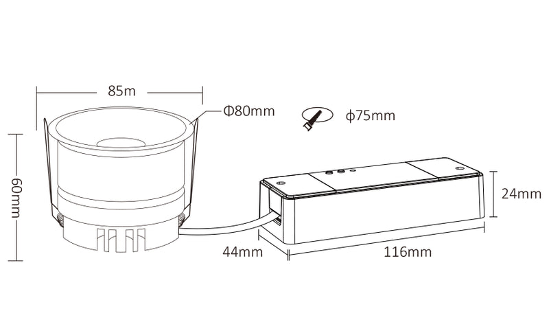 FUT083ZR 9 W CCT 2700~6500K Dimējams  LED iebūvējams gaismeklis (Zigbee 3,0+2,4 GHz) Balts