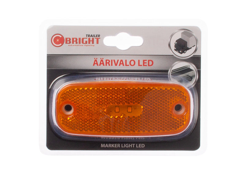 C-BRIGHT – LED sānu gabarītlukturis ar atstarotāju, dzintara, 2 LED, 12–24 V, 111 × 45 mm