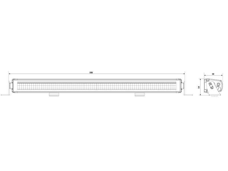 1-92595_100W(12000Lm) 20 LED garais papildlukturis, 11-32V, 3-pin DT, IP68, BFL FRAMELESS SLIM - zema profila tālās gaismas lukturis, 20xLed, strāvas patēriņš 6.53A @13.7V, nerūsējošā tērauda kronšteini, IP68, 3-pin DT-spraudnis, 6000 K