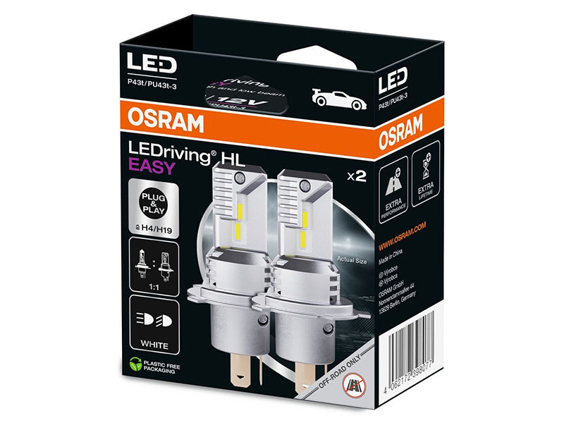 12V  18 W / 19 W LED auto spuldze H4/H19, auksti balta gaisma 6500K