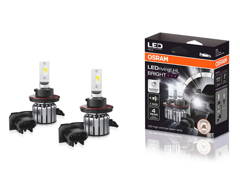 12V 15W/10W(1500/1000Lm) OSRAM LED car bulb pair H13, cool white light 6000K