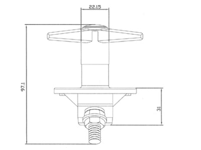Главный силовой выключатель 12-24 В, IP65, из металла, фиксированная Т-образная рукоятка, 2 полюса. Непрерывная нагрузка 300 А, кратковременная 1000 А