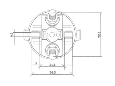 Главный силовой выключатель 12-24 В, IP65, из металла, фиксированная Т-образная рукоятка, 2 полюса. Непрерывная нагрузка 300 А, кратковременная 1000 А
