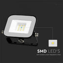 10W(735Lm) LED Spotlight, V-TAC SAMSUNG, IP65, black body and gray glass, warranty 5 years, cold white light 6500K