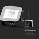 10W(735Lm) LED Spotlight, V-TAC SAMSUNG, IP65, black body and gray glass, warranty 5 years, cold white light 6500K