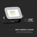 10W(735Lm) LED Spotlight, V-TAC SAMSUNG, IP65, black body and gray glass, warranty 5 years, cold white light 6500K