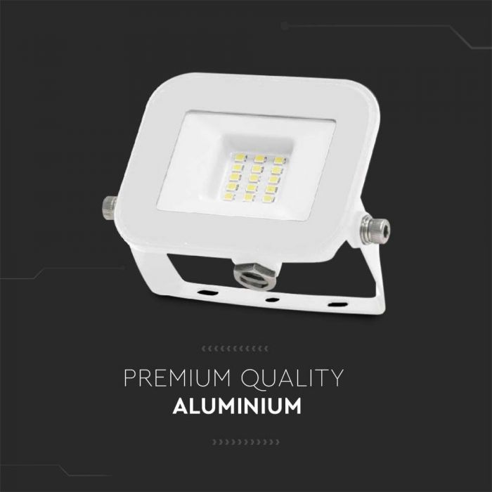 10W(735Lm) LED Spotlight, V-TAC SAMSUNG, IP65, white body and white glass, warranty 5 years, cold white light 6500K