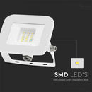 10W(735Lm) LED Spotlight, V-TAC SAMSUNG, IP65, white body and white glass, warranty 5 years, cold white light 6500K