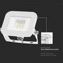 10W(735Lm) LED Spotlight, V-TAC SAMSUNG, IP65, white body and white glass, warranty 5 years, cold white light 6500K