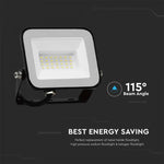 SUPERACTION_20W(1620Lm) LED-strålkastare, V-TAC SAMSUNG, IP65, svart hölje och grått glas, 5 års garanti, kallvitt ljus 6500K