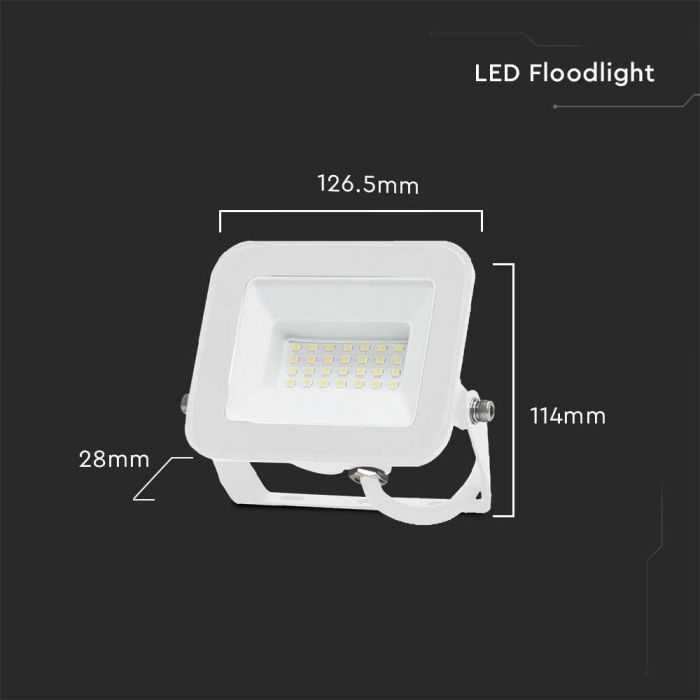 SUPERACTION_20W(1620Lm) LED-strålkastare, V-TAC SAMSUNG, IP65, vit, neutralvitt ljus 4000K
