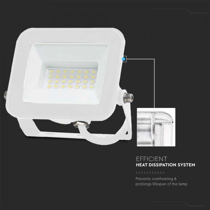 SUPERACTION_20W(1620Lm) LED-strålkastare, V-TAC SAMSUNG, IP65, vit, neutralvitt ljus 4000K