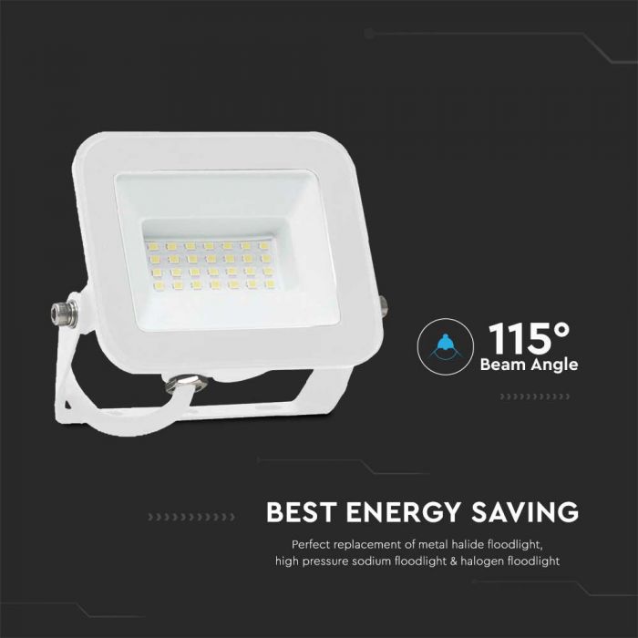 SUPERACTION_20W(1620Lm) LED-strålkastare, V-TAC SAMSUNG, IP65, vit, neutralvitt ljus 4000K
